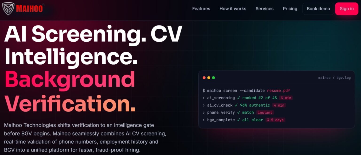 AI screening, CV intelligence and background verification dashboard